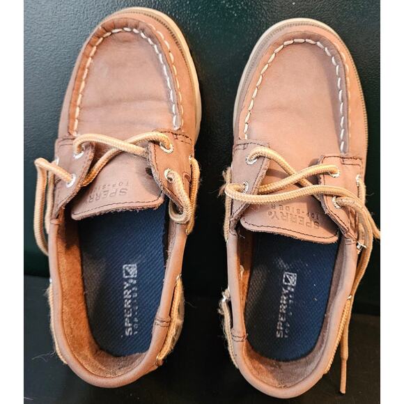 Boys Sperry Top-Sider 'Leeward' Brown Leather Shoes Size 13M - Picture 7 of 9